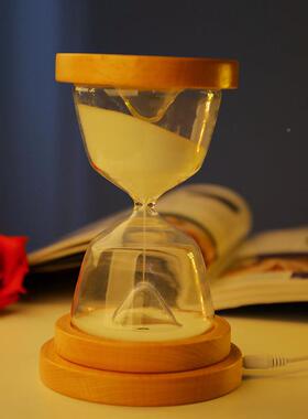 七SLD001夕情1人意节礼物创感应玻璃沙漏伴睡灯小计夜灯5分钟沙漏