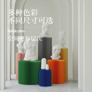 十展八纸展台圆柱示商场橱窗流示架圆形陈列架创意服彩色圆柱装店