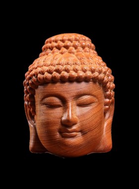 天然崖柏木实木雕刻佛头摆件转运文玩小挂件手把件家居人物工艺品
