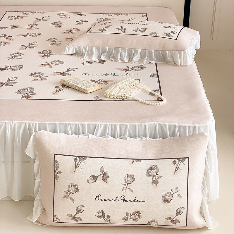 法式复古床裙夏日高端类数码冰丝凉席床裙款小清新软凉席人席,床上用品,冰丝席,淘宝优惠券,粉丝福利购,淘宝优惠卷