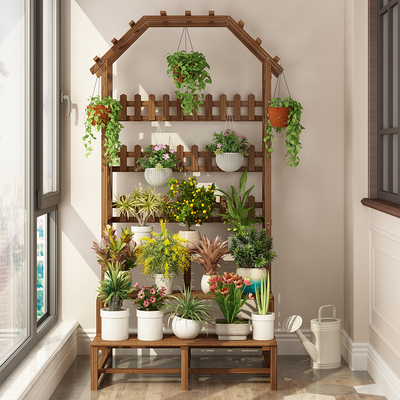 防腐庭院花架子多层室内外阳台置物绿萝悬挂架落地吊兰客厅花盆架