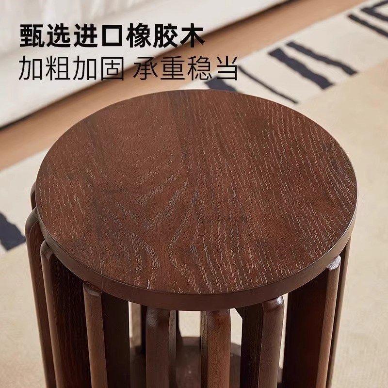实木可叠放茶几折叠椅子带滑轮待客餐桌凳备用叠叠乐圆凳,住宅家具,矮凳,淘宝优惠券,粉丝福利购,淘宝优惠卷