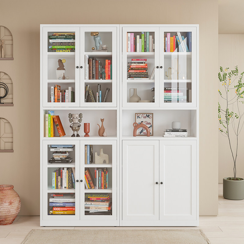 蚂蚁呀黑铁艺整墙书柜落地毕利玻璃门展示矮柜钢制图书馆书架,住宅家具,单个书柜,淘宝优惠券,粉丝福利购,淘宝优惠卷