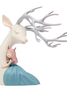 白夜童话祥鹿依赖现代室内家居创意艺术摆件装饰小雕塑节日礼品
