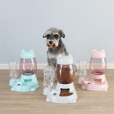 2 IN 1 Cat Water And Food Feeder Dispenser Automatic Dog Cat