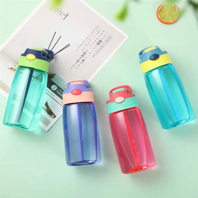 480ml Water Bottle With Straw Kids Girls Portable Travel Bot