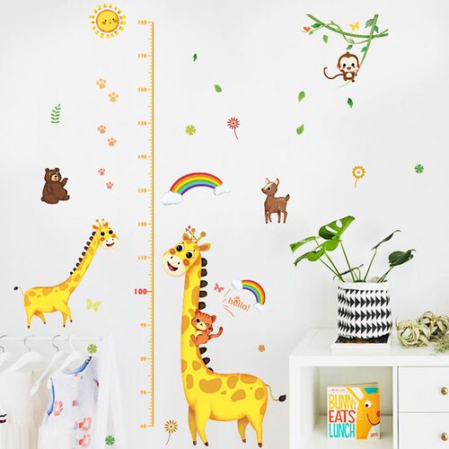 DIY Forest Animal rees Height Wall Sticker Decor Nordic Mode