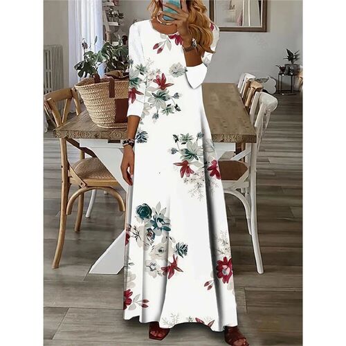 2024 Summer New Womens Long Sleeve Round Neck Printed
