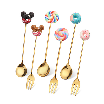 1PCS Stainless Steel Donuts Candy Spoon Forks Kitchen Tablew