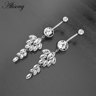 Alisouy 1pc Flower Heart Dangled Belly Navel Piercing Button