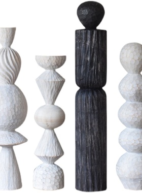 象有形 / 经典复刻创意中古现代艺术木雕摆件原木立柱拍摄道具