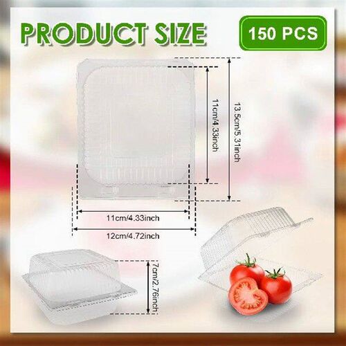 New 150 Pcs Plastic Hinged Take Out Containers Clear Cake