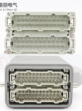 重载连接器8芯HDC-HE-08工业防水矩形航空插头插座1底座带盖