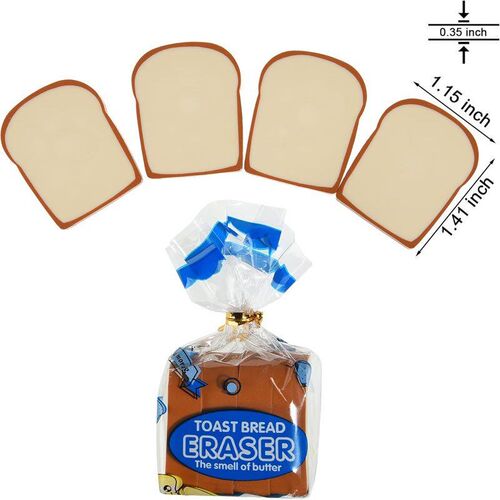 8pack  Novelty Toast  Bread Shaped Erasers Classroom Rewards