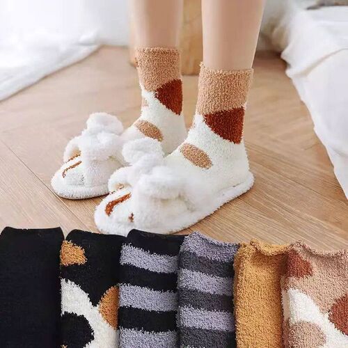 6 pairs Winter Woman socks Kawaii Cartoon Cute 3D Dog Cat Pa