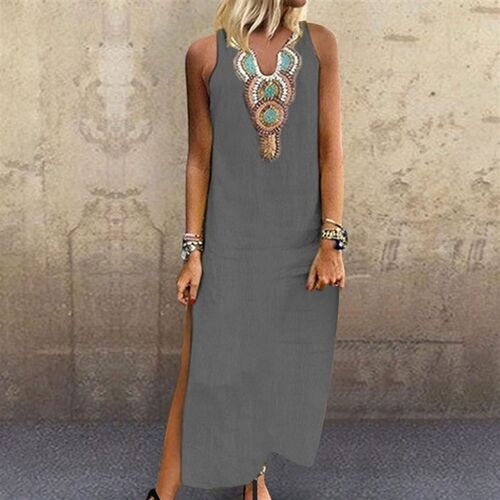 Summer Long Dress  Bohemian Robe Dress Sleeveless Loose
