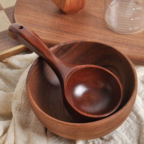 Long Handle Wooden Cup Reusable Beer Mug Water Coffee Tea J