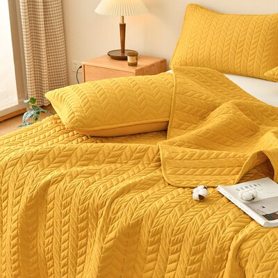 In Stock Solid lor Washed tton Bed ver Tatami Quilted Non-sl