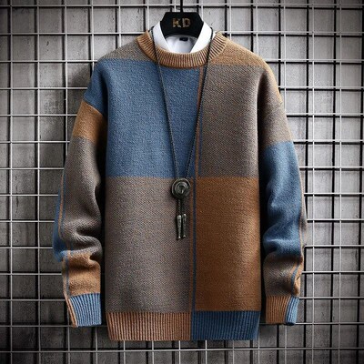 Half High Collar Color Blocking Warm Sweater/ High Quality M