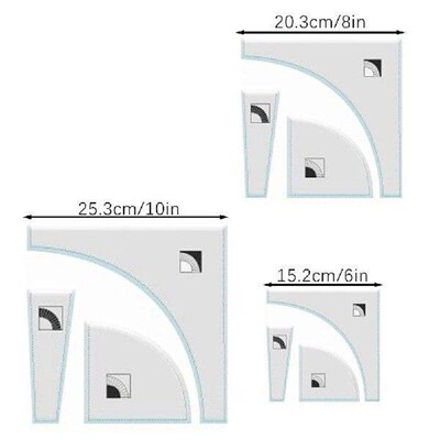 Crazy Fan Quilt Template Cutting Ruler Set Clear Acrylic
