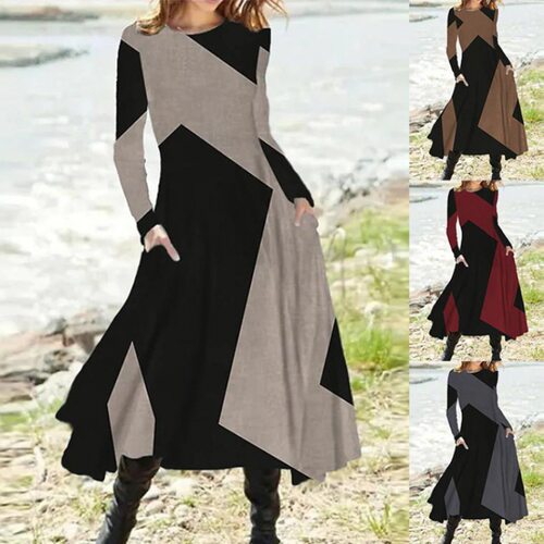 Ethnic Style Vintage Fashion Dress Women Autumn Winter Long