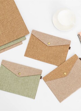 1PC A4/A5 Imitation Linen Big Capacity Document Bag Simple C