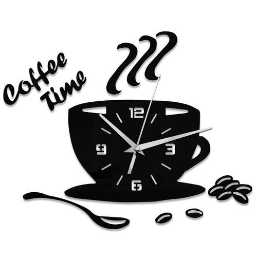Creative Coffee Cup Shaped Wall Clock Modern Design 3D Mirro