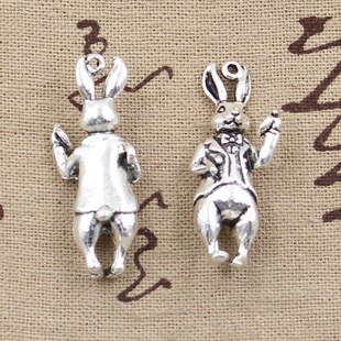3pcs Charms 3D Stereo Rabbit 36x15mm Antique Pendant fit,Vin
