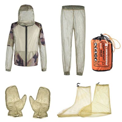 Unisex Fishing Clothes Mesh Hood Mosquito Repellent Suit Ant