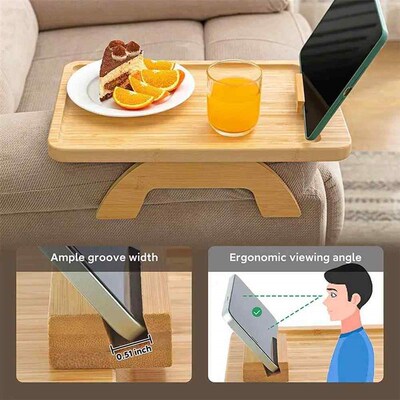 Sofa Tray Table Sofa Armrest Clip-On Tray Wooden Sofa Tray P