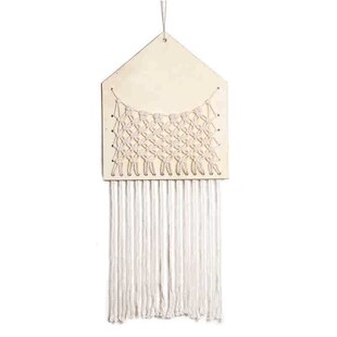woven Mesh Pocket Cotton Living Hand Tassel Room Wood