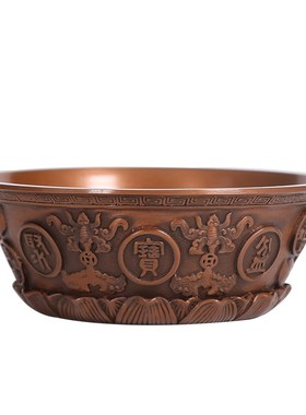大仕缘 紫铜仿古聚宝盆工艺品家居招财摆件仿古乔迁开业礼品