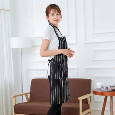 1-5PCS Striped Work Apron 2 Pockets Adjustable Clean Apron