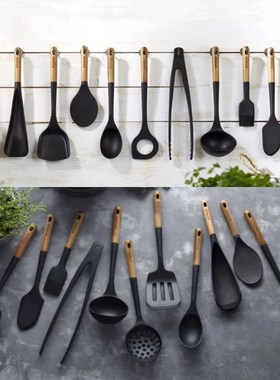 stub铸铁锅专用木柄硅胶铲不粘锅铲炒菜锅铲漏勺汤勺饭勺 牛排夹