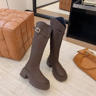 2025 Platform Women Knight Long Boots Fashion Warm Fur Shoes