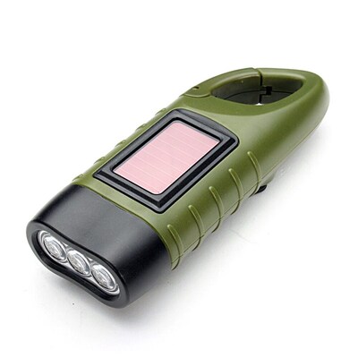 Mini Emergency Hand Crank Dynamo Solar Flashlight Rechargeab