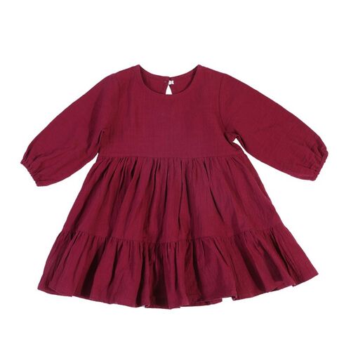 Spring Toddler Girls Dress Cotton Solid Full Sleeve Children
