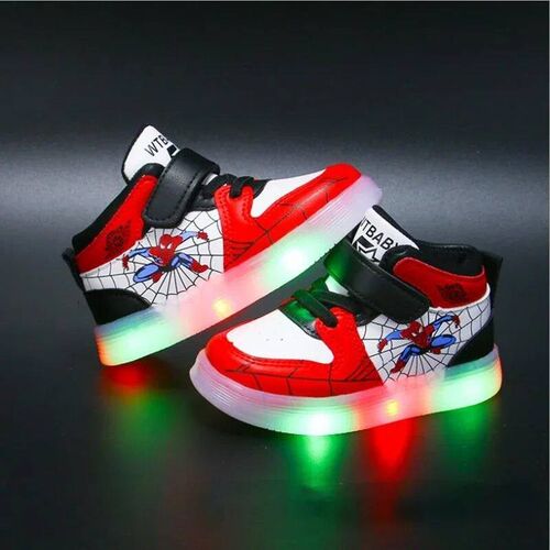 Childrens Led Light Shoes Fashion Aoger Spiderman Boys Snea
