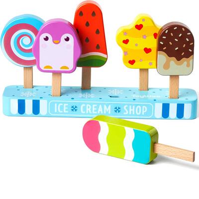 popsicles toys Wooden Ice Cream Toy  Toddlers Ice Lolly Pops
