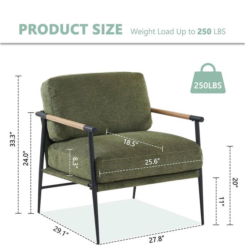 Accent Armchair Lounge Chair Chenille For Living Room Mid Ce - 实物图