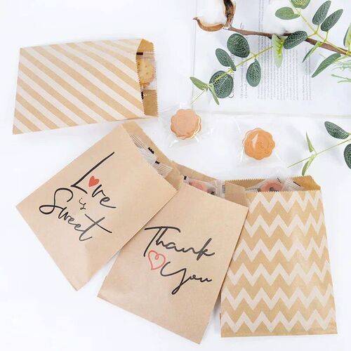 25/50Pcs 13x18cm Thank You Kraft Paper Candy Bags Wedding Fa