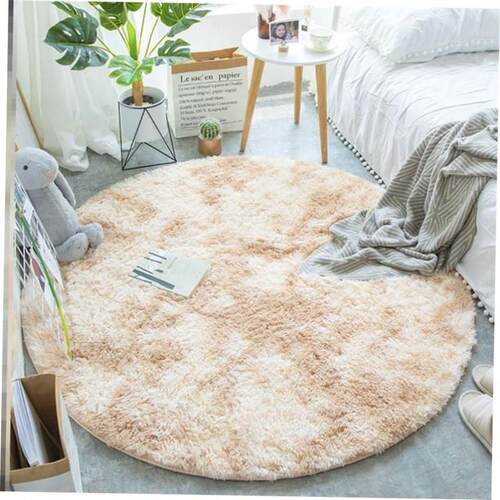 Nordic round carpet silk hair living room rug bedroom bedsi1