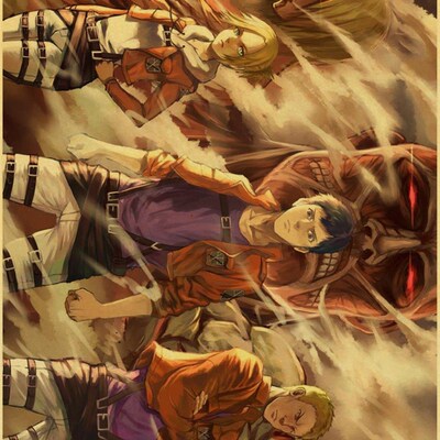 Attack On Titan Posters Japanese Anime Kraft Paper Prints Cl
