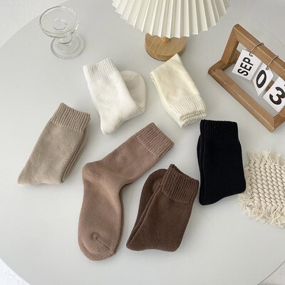Sock kid wool ankle socks solid-colored mid-calf socks