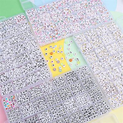 6x6/4x7mm Acrylic Alphabet Letters Numbers Heart Shape Beads