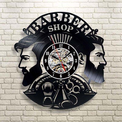 Barber Shop Wall Clock Modern Barbershop Decoration Vinyl Re