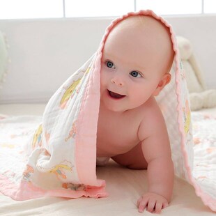 Cotton Muslin Swaddle Blankets for Newborn Baby Tassel Recei