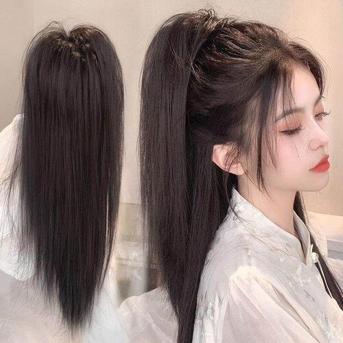 Half-up high ponytail waterfall clip-in synthetic hair exten