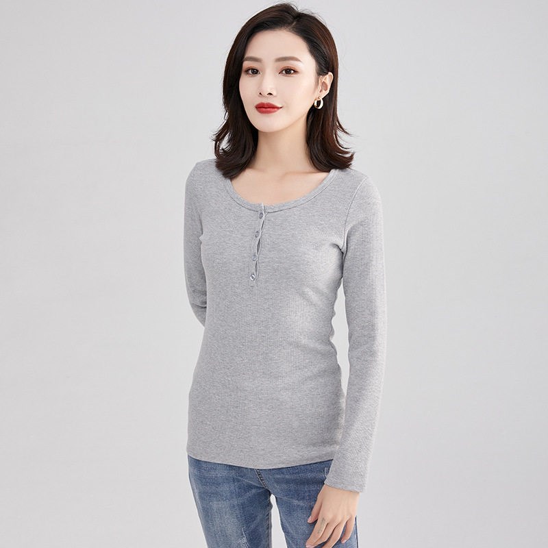 New Autumn Winter Women Cotton Long Sleeve Tshirts Fashion H图片