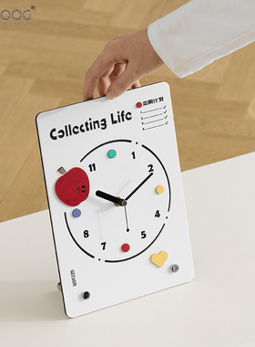 EMITDOOG奶油风客厅台式钟表桌面摆件玄关座钟电视柜时钟装饰品